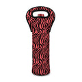 Pink And Black Tiger Stripe Print Single Neoprene Wine Tote