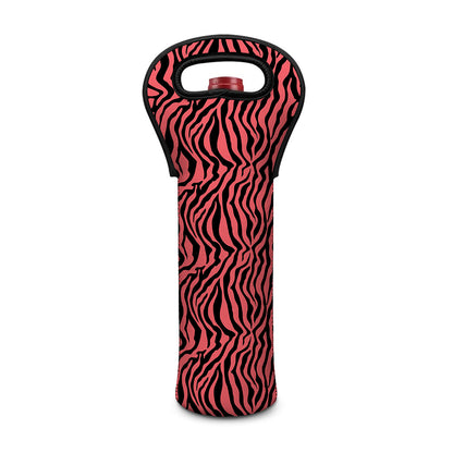 Pink And Black Tiger Stripe Print Single Neoprene Wine Tote