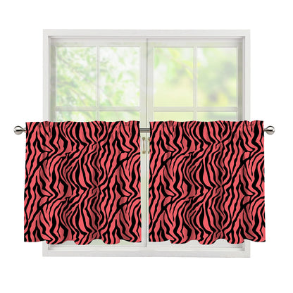 Pink And Black Tiger Stripe Print Tier Curtains