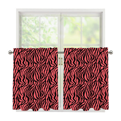 Pink And Black Tiger Stripe Print Tier Curtains