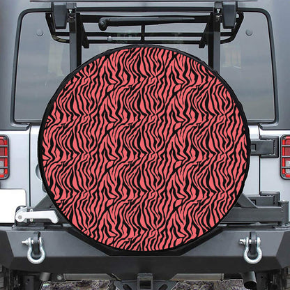 Pink And Black Tiger Stripe Print Tire Cover