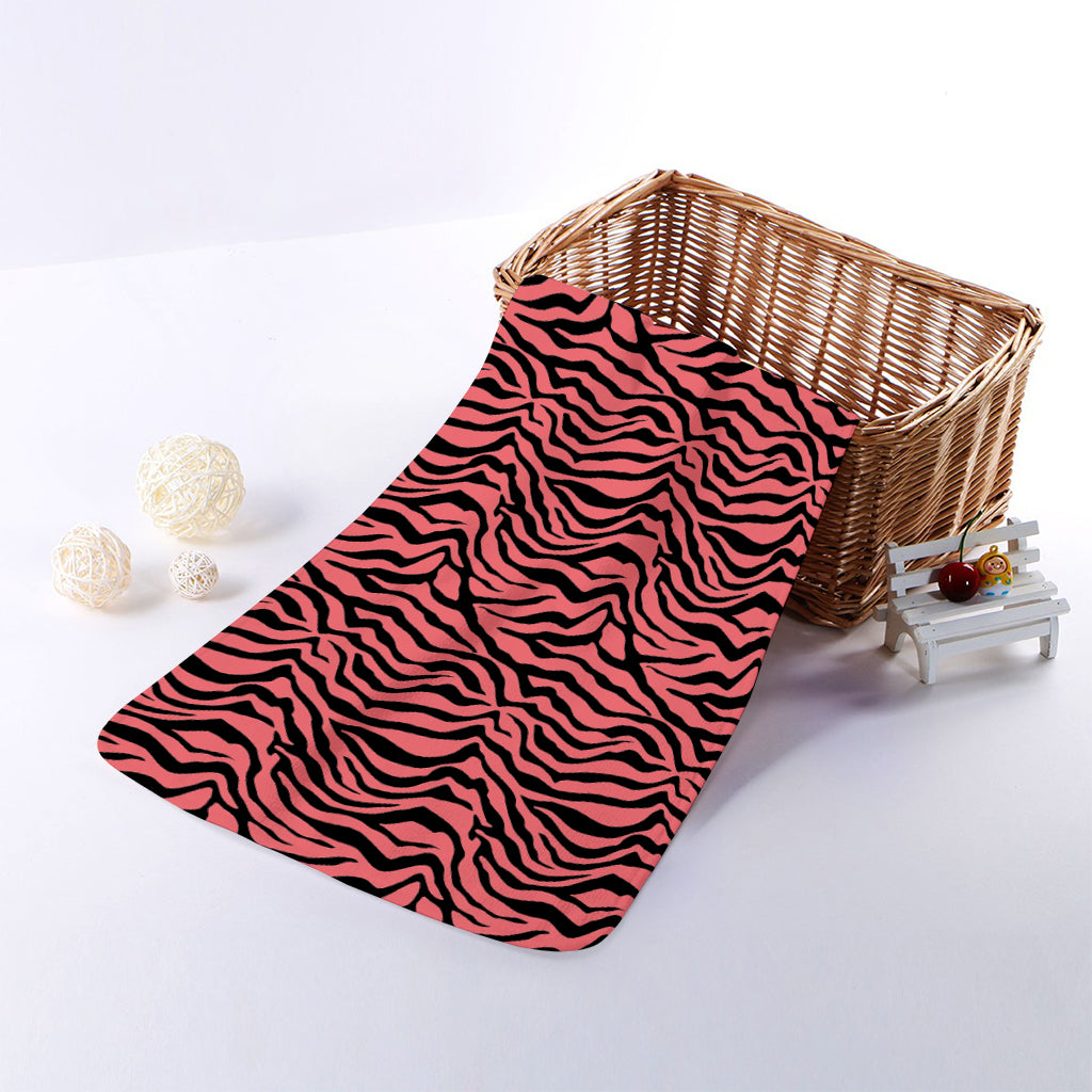 Pink And Black Tiger Stripe Print Towel