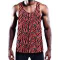 Pink And Black Tiger Stripe Print Men's Workout Tank Top