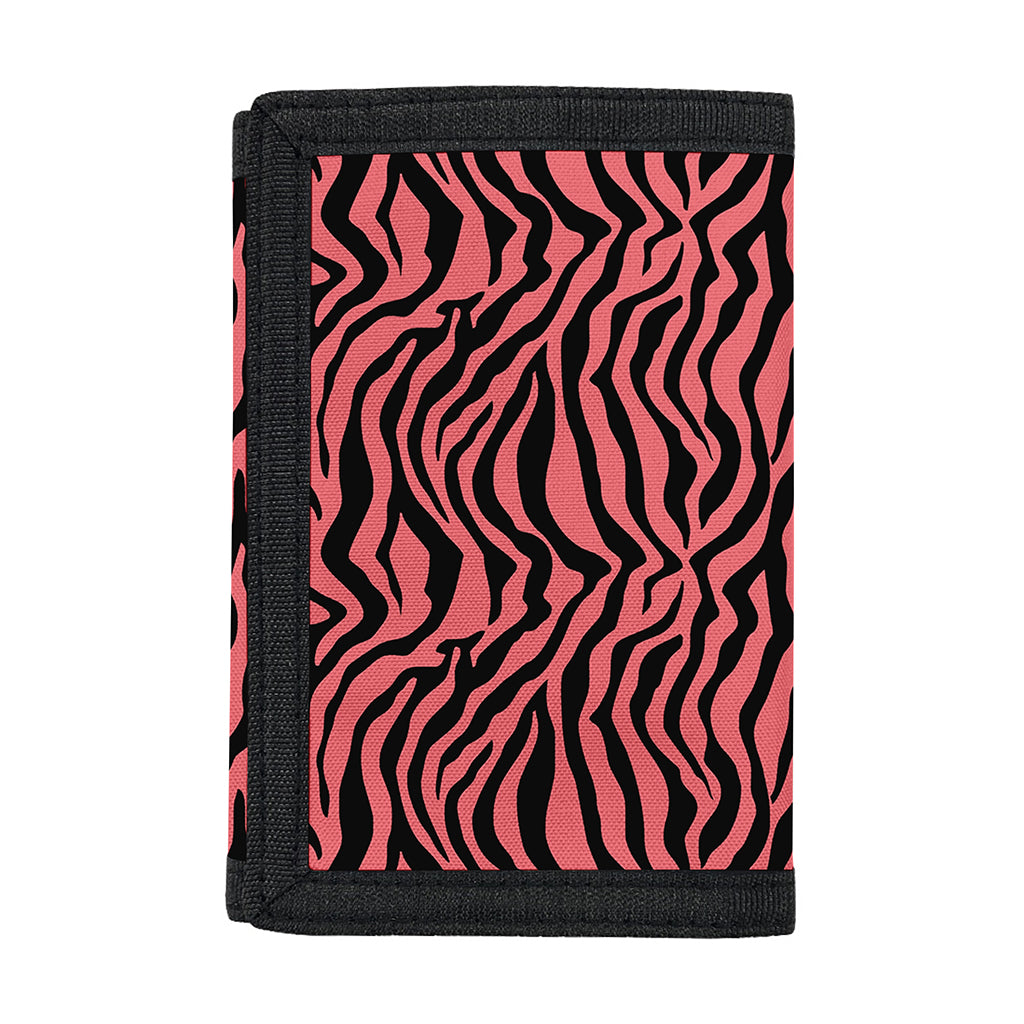 Pink And Black Tiger Stripe Print Trifold Wallet