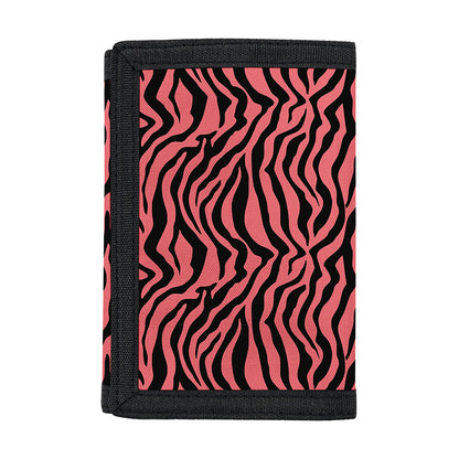 Pink And Black Tiger Stripe Print Trifold Wallet