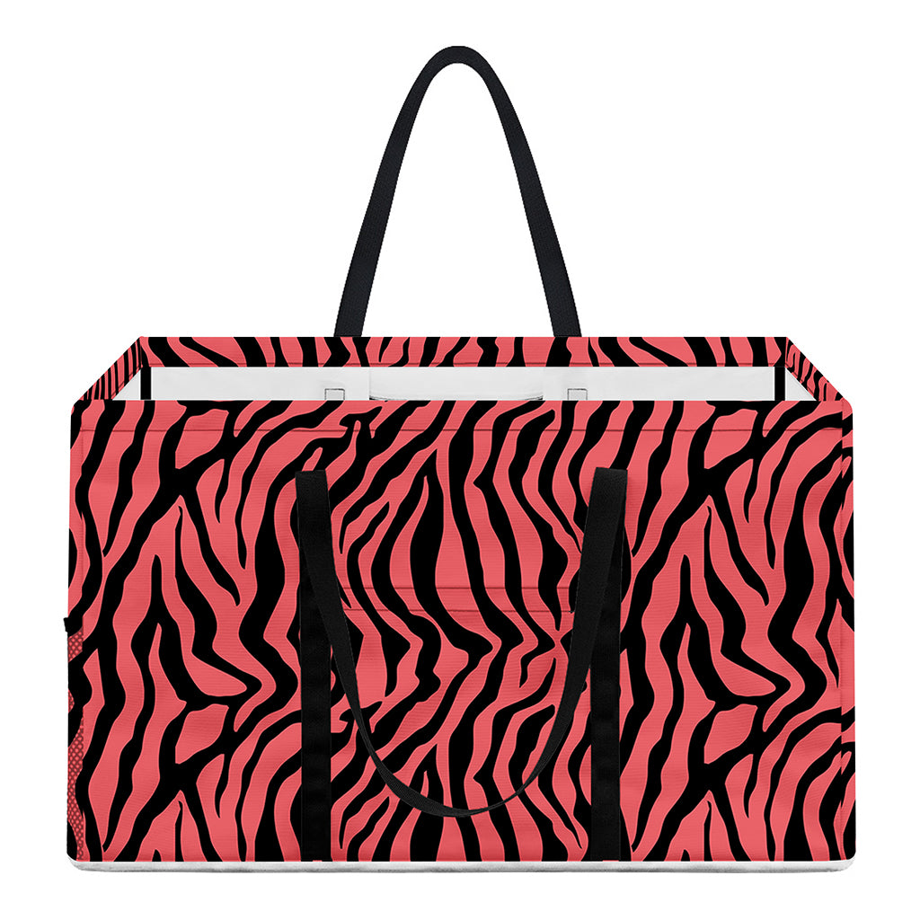 Pink And Black Tiger Stripe Print Utility Tote Bag