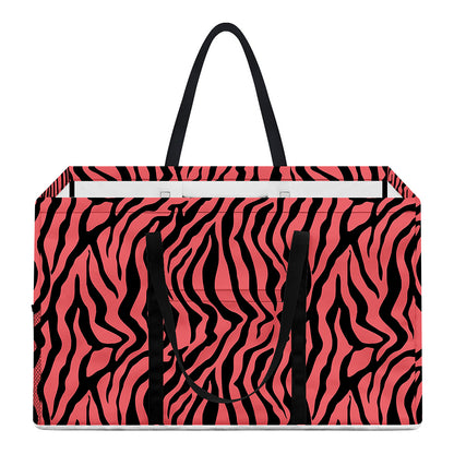 Pink And Black Tiger Stripe Print Utility Tote Bag