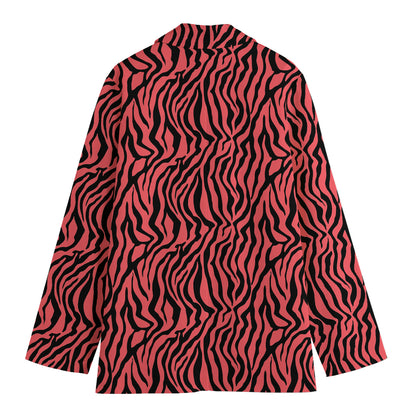 Pink And Black Tiger Stripe Print Women's Blazer