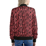 Pink And Black Tiger Stripe Print Women's Bomber Jacket