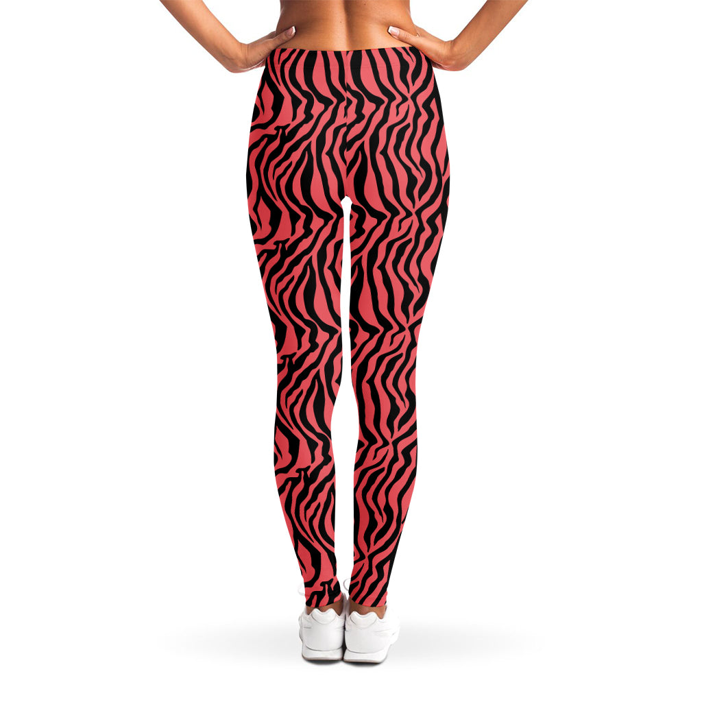 Pink And Black Tiger Stripe Print Women's Leggings