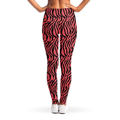 Pink And Black Tiger Stripe Print Women's Leggings