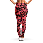 Pink And Black Tiger Stripe Print Women's Leggings