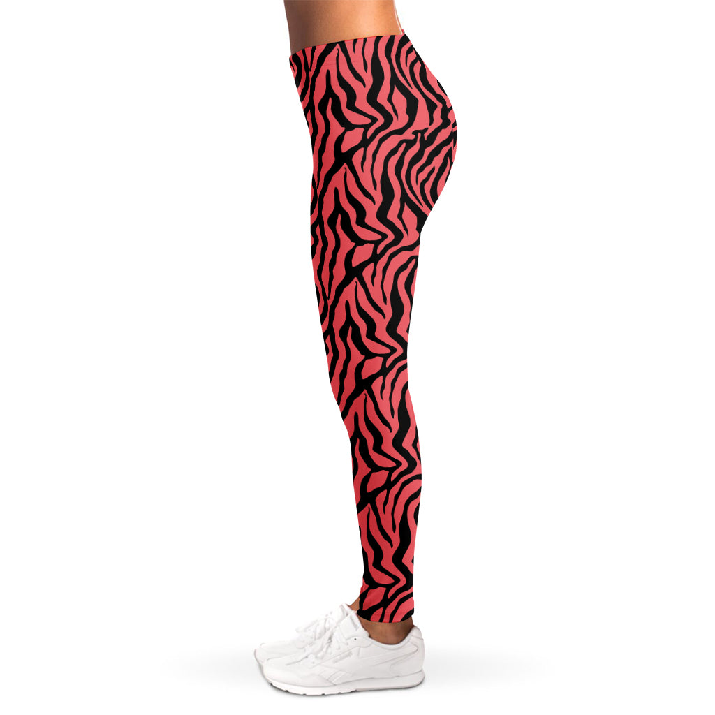 Pink And Black Tiger Stripe Print Women's Leggings