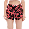 Pink And Black Tiger Stripe Print Women's Split Running Shorts