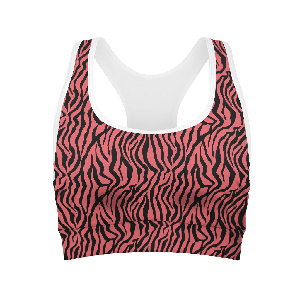 Pink And Black Tiger Stripe Print Women's Sports Bra