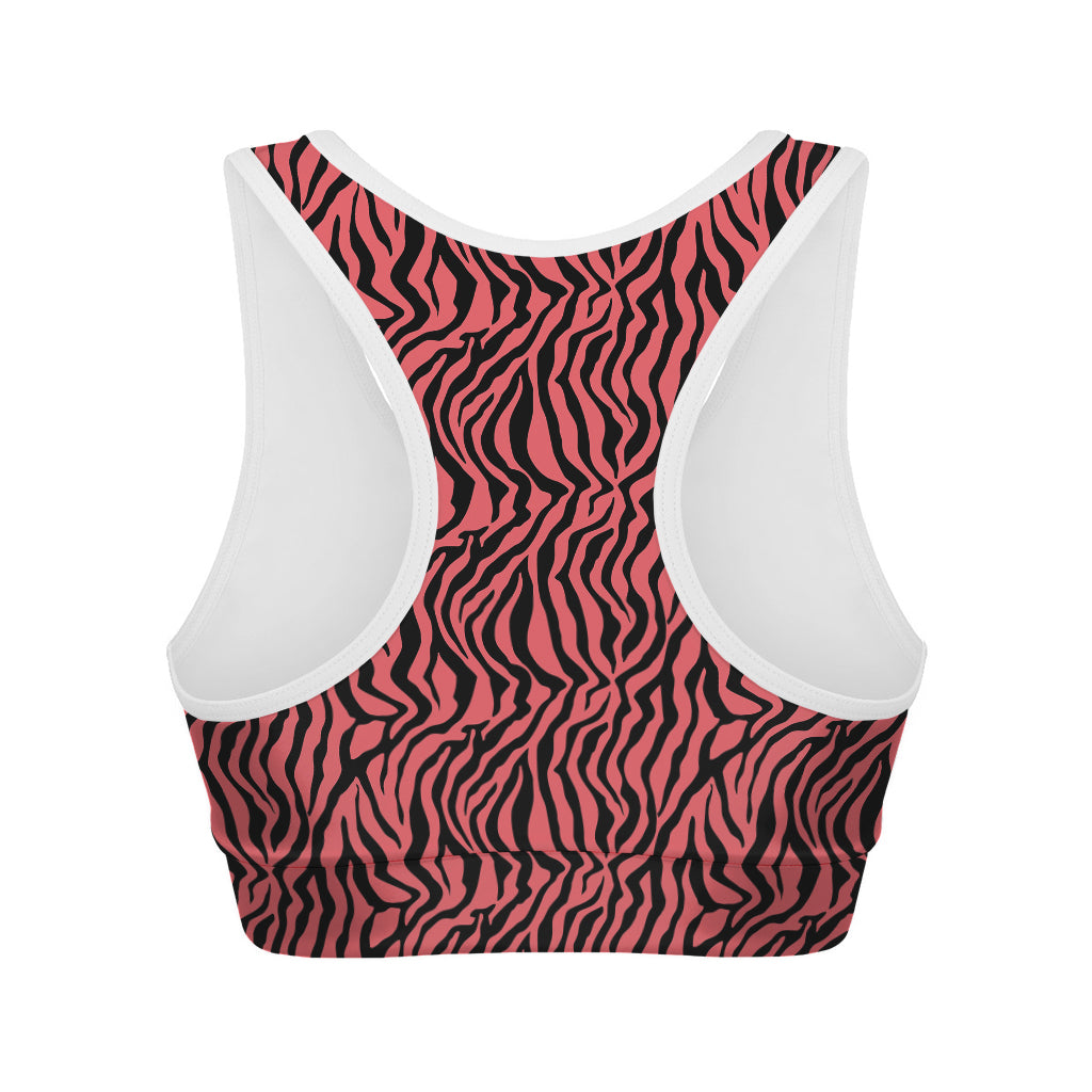 Pink And Black Tiger Stripe Print Women's Sports Bra