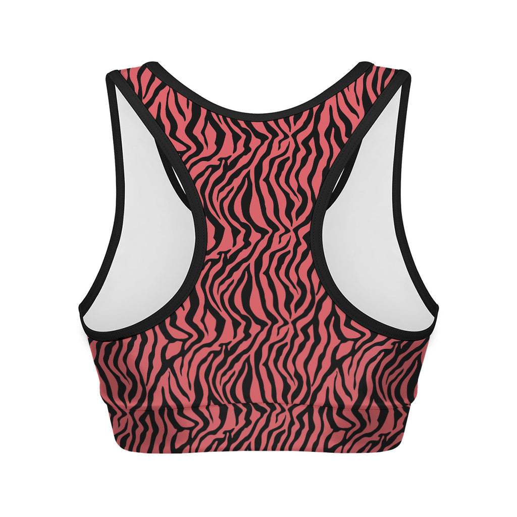 Pink And Black Tiger Stripe Print Women's Sports Bra