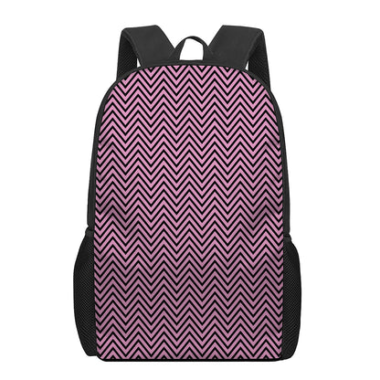 Pink And Black Zigzag Pattern Print 17 Inch Backpack