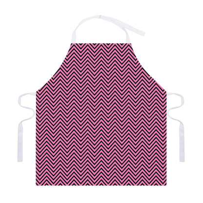 Pink And Black Zigzag Pattern Print Adjustable Apron