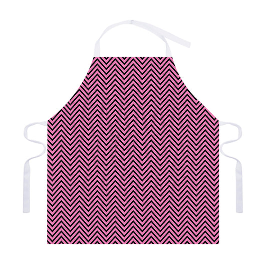 Pink And Black Zigzag Pattern Print Adjustable Apron