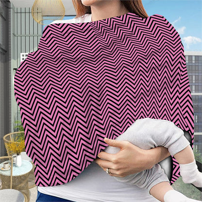 Pink And Black Zigzag Pattern Print Baby Seat Cover