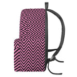 Pink And Black Zigzag Pattern Print Backpack