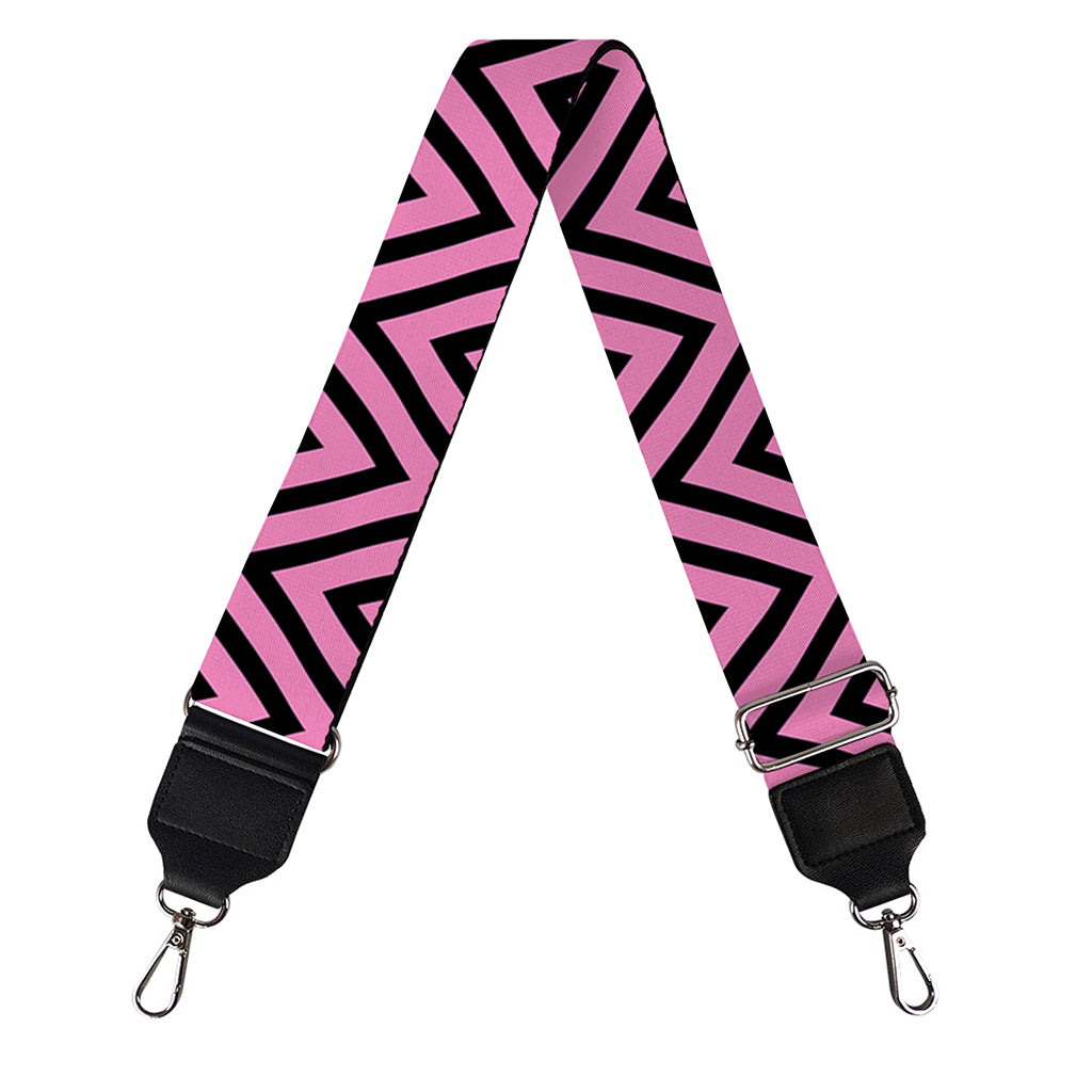 Pink And Black Zigzag Pattern Print Bag Strap