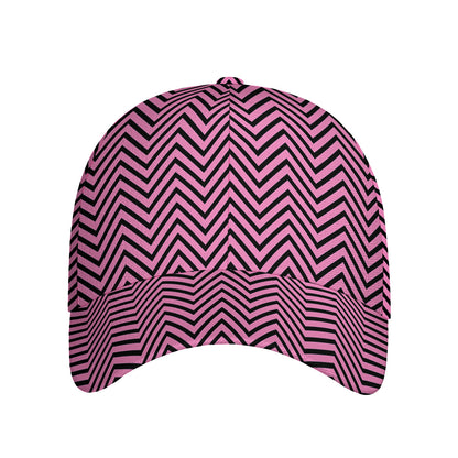 Pink And Black Zigzag Pattern Print Baseball Cap