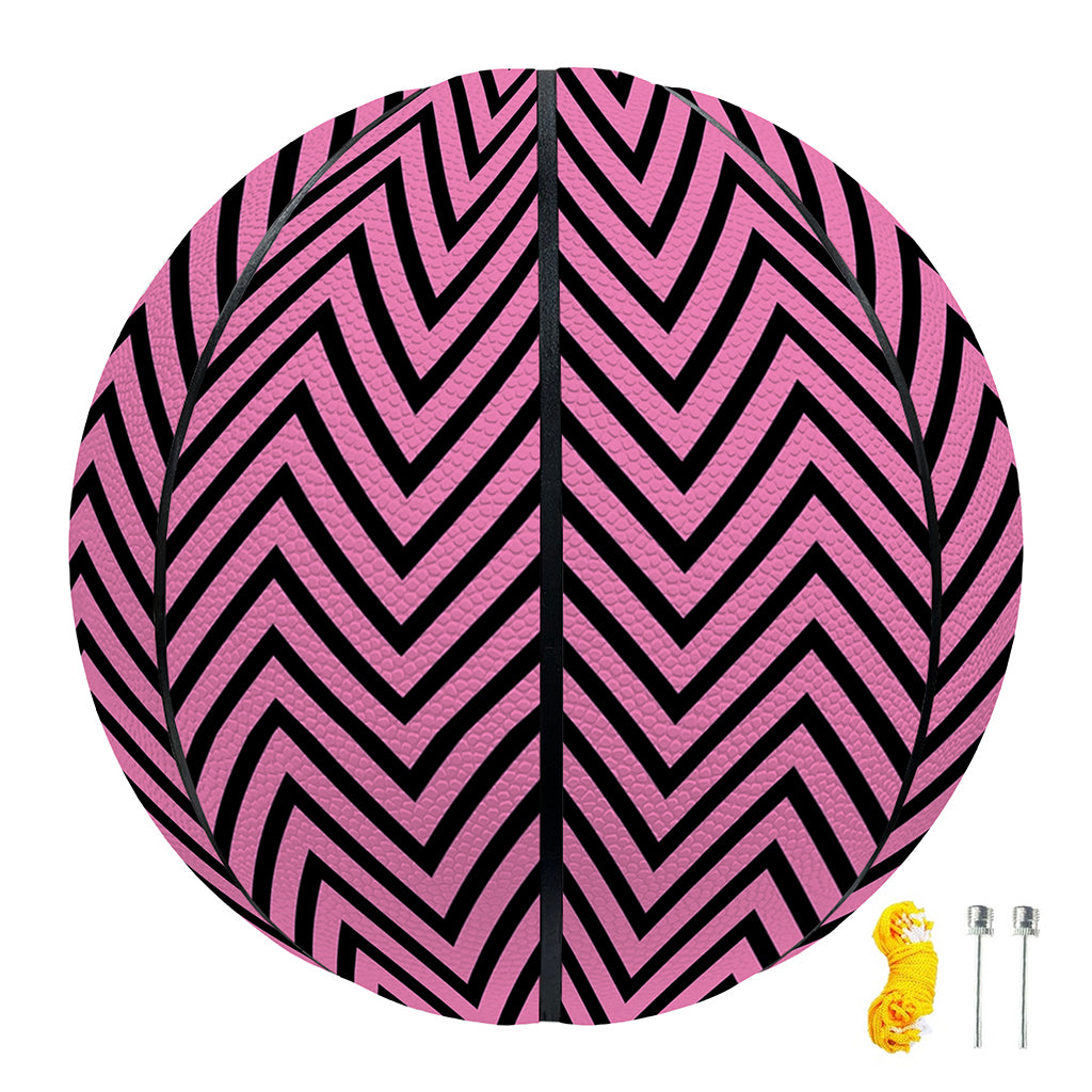 Pink And Black Zigzag Pattern Print Basketball