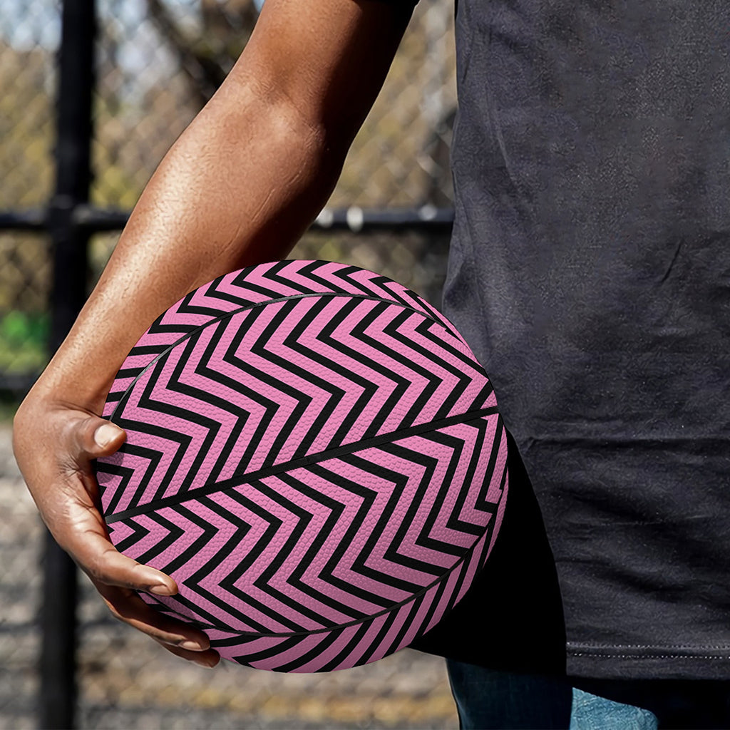 Pink And Black Zigzag Pattern Print Basketball