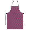 Pink And Black Zigzag Pattern Print Bib Apron With Pocket