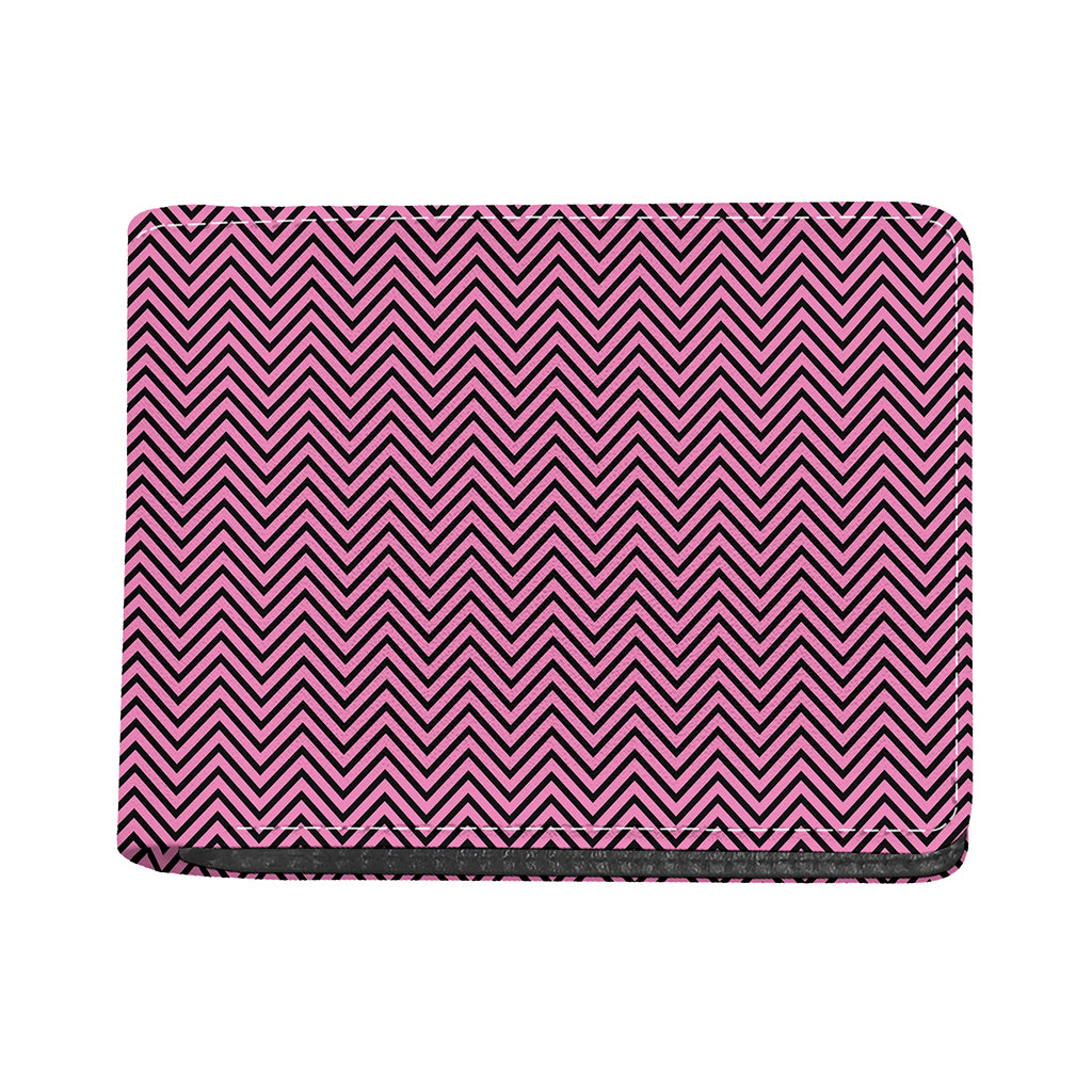 Pink And Black Zigzag Pattern Print Bifold Wallet
