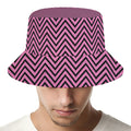 Pink And Black Zigzag Pattern Print Bucket Hat