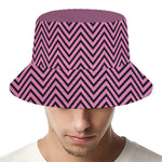 Pink And Black Zigzag Pattern Print Bucket Hat