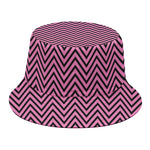 Pink And Black Zigzag Pattern Print Bucket Hat
