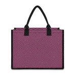 Pink And Black Zigzag Pattern Print Canvas Tote Bag
