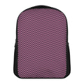 Pink And Black Zigzag Pattern Print Casual Backpack