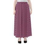 Pink And Black Zigzag Pattern Print Chiffon Maxi Skirt