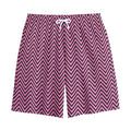Pink And Black Zigzag Pattern Print Cotton Shorts