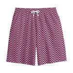 Pink And Black Zigzag Pattern Print Cotton Shorts