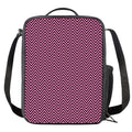 Pink And Black Zigzag Pattern Print Crossbody Lunch Bag