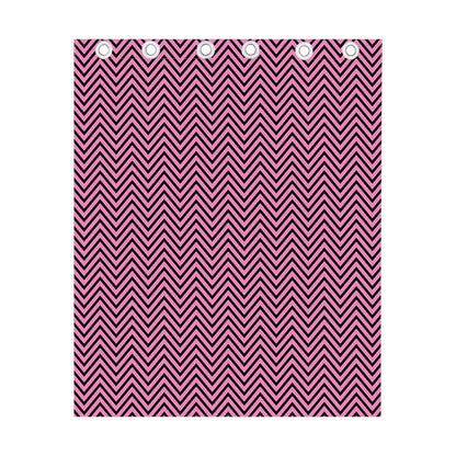 Pink And Black Zigzag Pattern Print Curtain