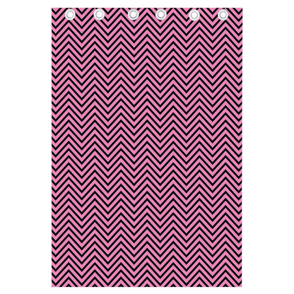 Pink And Black Zigzag Pattern Print Curtain