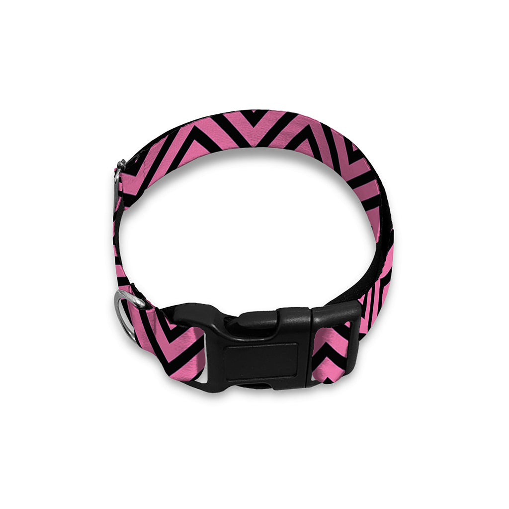 Pink And Black Zigzag Pattern Print Dog Collar