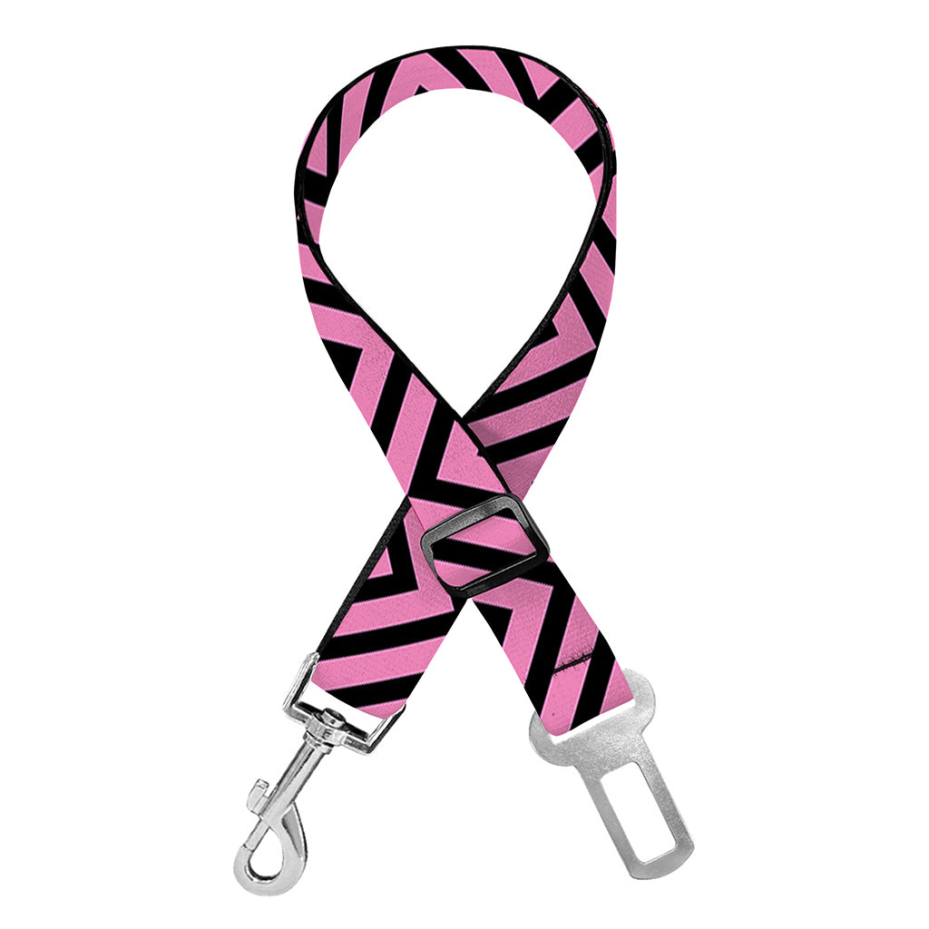 Pink And Black Zigzag Pattern Print Dog Seat Belt