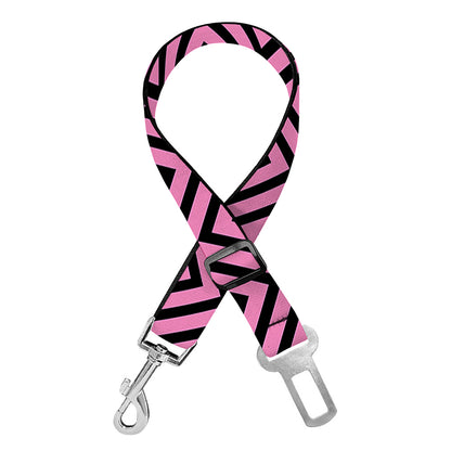 Pink And Black Zigzag Pattern Print Dog Seat Belt