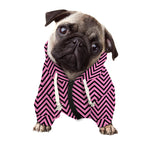 Pink And Black Zigzag Pattern Print Dog Zip Up Hoodie