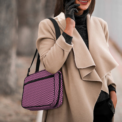 Pink And Black Zigzag Pattern Print Double Strap Bible Bag