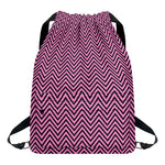 Pink And Black Zigzag Pattern Print Drawstring Backpack