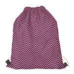 Pink And Black Zigzag Pattern Print Drawstring Bag